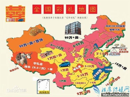 全国各地区的聘礼地图出炉各是多少?彩礼一般什么时候给比较合适?